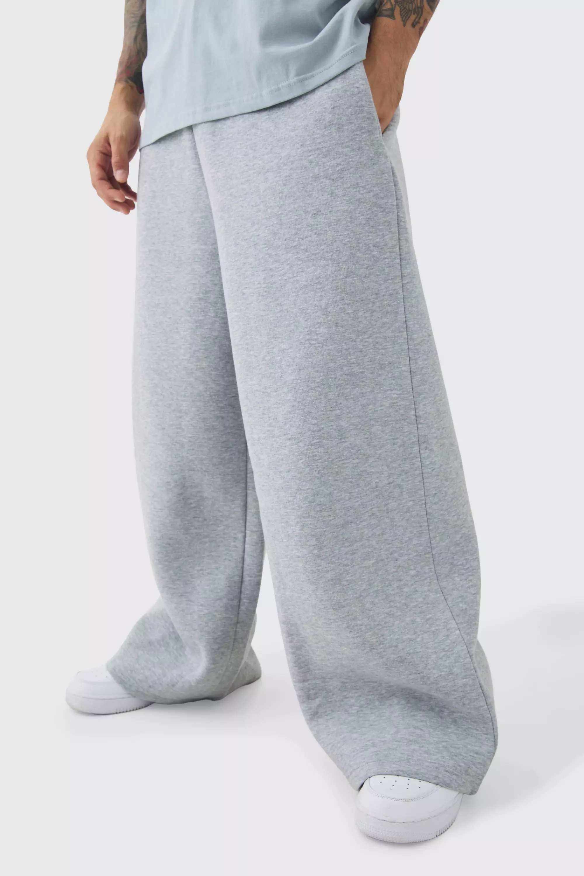 Boohooman optimoly grey tracksuit bottoms